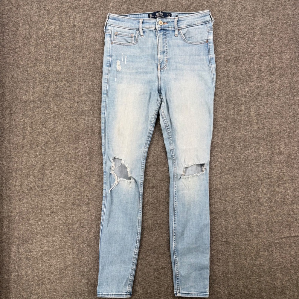 Hollister High-Rise Super Skinny Jeans Light Wash Distressed Ripped 5R Festival